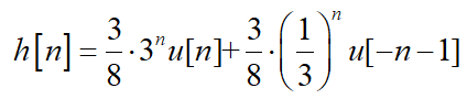 某离散稳定LTI系统由差分方程描述，其单位脉冲响应函数为（）。