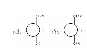 【单选题】)晶体管的直流电位如图,判断圆圈中晶体管的类型_（)_。A、NPN PNPB、PNPNPN