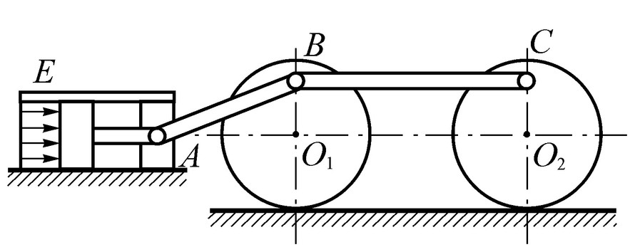 在图示蒸汽机车驱动系统中，轮O1，O2沿直线轨道作无滑动的滚动，则：BC杆作____________