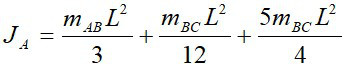 直角均质弯杆ABC，AB=BC=L，每段质量记作mAB，mBC，则弯杆对过A且垂直于图平面的A轴的转