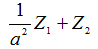 变压器一次侧阻抗为Z1，二次侧阻抗为Z2，变比为a（a= N1/N2)，则折算到二次侧的等效阻抗为（