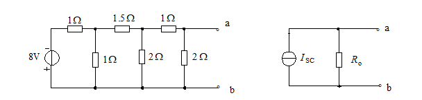 图示电路ab端诺顿等效电路的参数是：（）。 