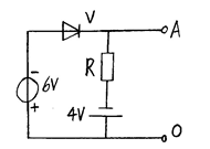 图示电路中，二极管为理想二极管，求AO两端输出电压＝ V  