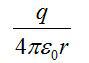 取无限远处电势为零，半径为R，电荷电量为q的均匀带电球面的电场中, 球内任意一点P（P到球心的距离为