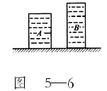 如图5—6所示是两只容积相等，但高度和底面积都不相等的圆柱形容器，都盛满水且放在水平桌面上，下列关于