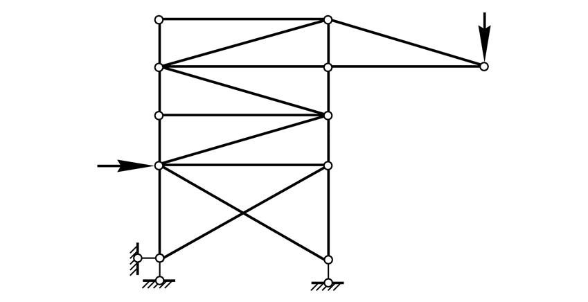 图示结构中,零杆根数为()。 