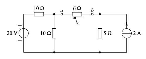 求图示电路中ab处的戴维南等效电路，并求电流ix。 [图]...求图示电路中ab处的戴维南等效电路，