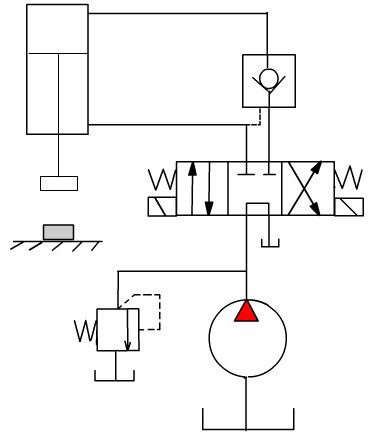 如下图：回路中液控单向阀的作用是实现保压。 [图]...如下图：回路中液控单向阀的作用是实现保压。 