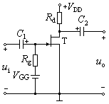 如图所示放大电路不能放大的原因是 。 A、没有源极电阻B、没有上偏置电阻C、电源极性不对D、电源极性
