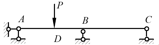 图示连续梁结构，在用结构矩阵分析时将杆AB划成AD和DB两单元进行计算是：（) 
