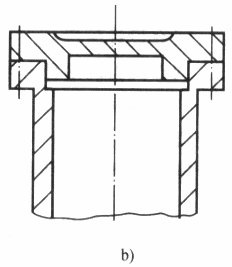 如图所示高压油缸缸体与缸盖结合的两种结构方案中，方案b被认为比较合理，这是因为________。  