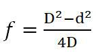 在两次成像法（位移法）测薄凸透镜焦距的计算公式中，物理量D指的是（）