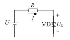 在如图所示的电路中，当时，测得,。当U降至3V时，则I将为____。 