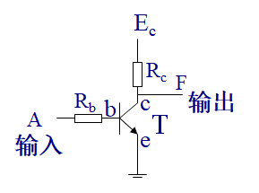 观察下图，电源电压Ec等于5伏。如果输入端A是3伏，下列说法正确的是哪一个？ 