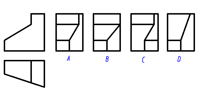已知正四棱柱截切后的主、俯视图，画法正确的左视图是（）。 
