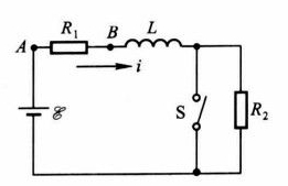 在如图所示的电路中，初始开关S断开，回路达到稳态，求开关S闭合后t时刻的线圈电流i（t)。 