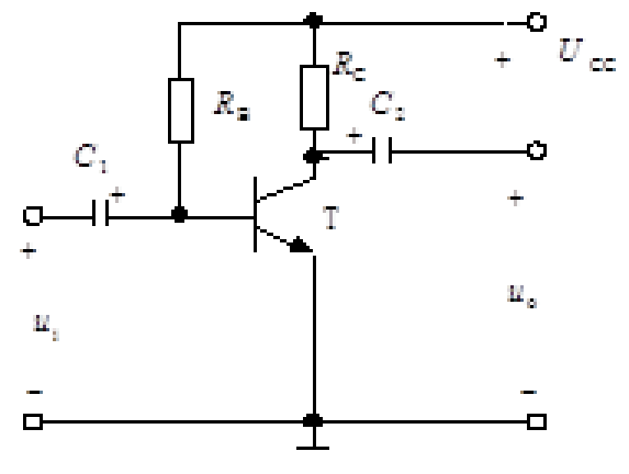 单管共射交流放大电路如下图所示，该电路的输出电压与输入电压的相位()。 A、相同B、相差C、相反D、