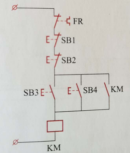 下图多点控制电路中，同时按下SB3、SB4时（）
