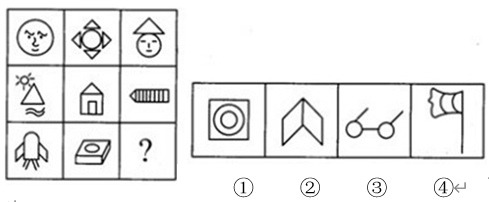 从所给的四个选项中，选择最合适的一个填入问号处，使图形呈现一定的规律性。 
