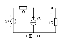 [图] 图1-3电路，电流I为（） （A）1 A （B）0 A （C）2 A （D）... 图1-3