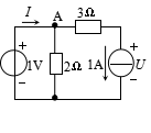 电路如图所示，求电压U和I。 
