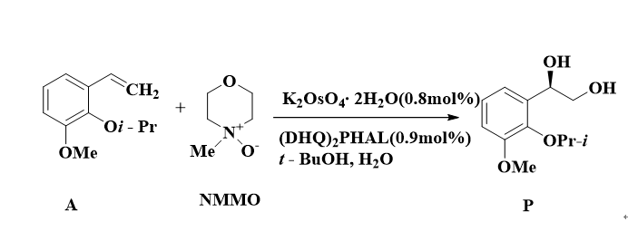 在o-异丙基-m-甲氧基苯乙烯（A）的不对称双羟化反应中，下列说法错误的是（）。 