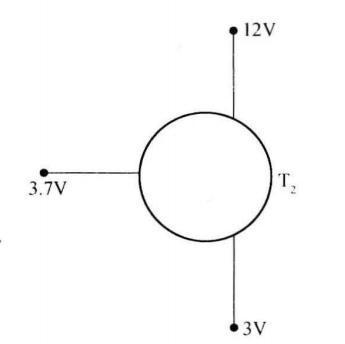 测得放大电路中晶体管（在圆圈中）的直流电位如图所示，对输入正弦信号能实现正常放大，管子的类型是PNP