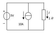 【填空题】如图所示电路中，电流I= A，电压源发出的功率为 W。 