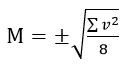 设用某台经纬仪观测一个水平角度3个测回，用观测值的改正数v计算其算术平均值的中误差M，其计算公式是（