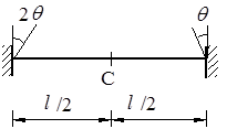 图示梁EI =常数，当两端发生图示角位移时引起梁中点C之竖直位移为3lθ/8，方向向下。 