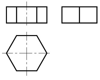 下图所示为正六棱柱的三视图，其正等轴测图为（）。 