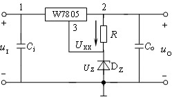 三端集成稳压器的应用电路如图所示，稳压管电压UZ = 6V，输出电压UO为（）。 