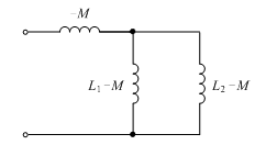 图所示为电感耦合电路，其去耦合等效电路为 （） 