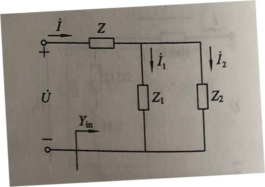 U=8 V，Z=1-j0.5 Ω，Z1=1+j Ω，Z2=3-j Ω，求各支路电流和电路的输入导纳。