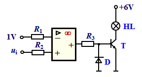 【单选题】5、图示电路中，已知ui=1.5V，灯HL的状态是（）。 A 亮 B 灭 A、AB、B