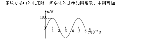 A、B、该交流电的频率为25 HzC、D、若将该交流电压加在阻值R＝100 Ω的电阻两端，则电阻消耗