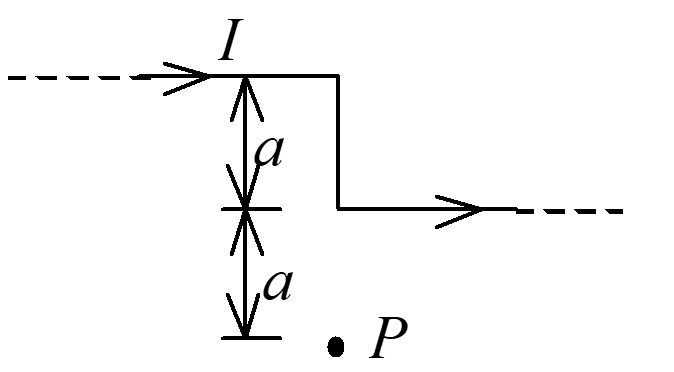 [图] 一无限长载流直导线，通有电流I，弯成如图形状．设... 一无限长载流直导线，通有电流I，弯成