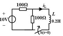 在图示电路中，开关S在t=0瞬间闭合，当t = ∞时，电路的稳态电流iL（∞)=（）A。 