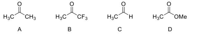 下列羰基化合物的α-H酸性由强到弱的排列顺序是：