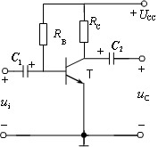 电路如图所示，晶体管T的电流放大系数 b = 50，RB = 300 kW，RC= 3 kW，晶体管