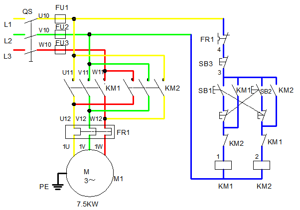 【多选题】下图电机正反转控制电路的互锁功能采用了（）方式。 A、机械互锁B、电气互锁C、以上两个都用