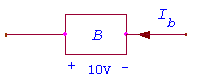 一元件电压、电流的参考方向如图所示。若元件B 功率-40W，则Ib 为 （)A。 