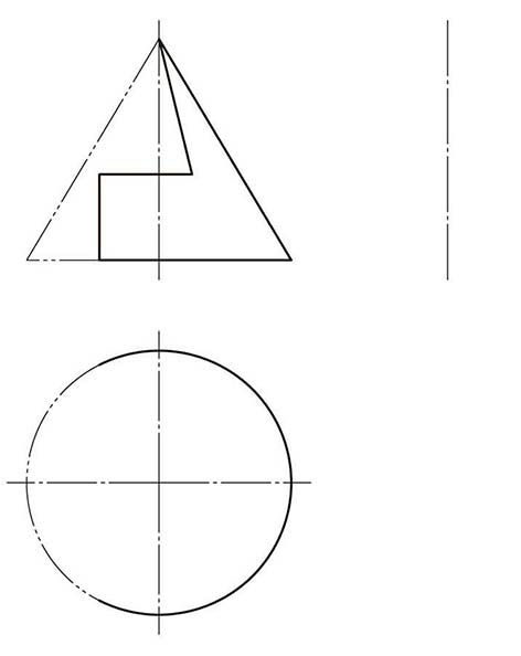 3-5 试完成圆锥被截切后的水平投影和侧面投影。 [图]...3-5 试完成圆锥被截切后的水平投影和