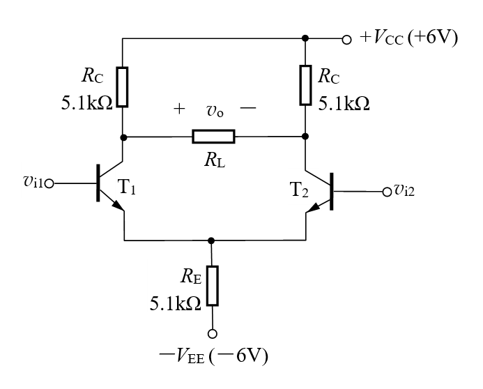 【填空题】差分放大电路如下图所示，若设BJT的参数为：β=100，VBE（on)=0.7V，rbb′