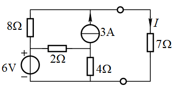 利用戴维宁定理计算下图所示电路的电流 I = A。 
