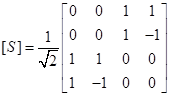 一匹配双T如图所示，功率自端口(3)输入，入射波功率。端口(4)接匹配负载，端口 (1)和 (2) 