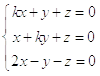 如果齐次线性方程组  有非零解，k 应取什么值？A、k=-2B、k=1C、k=-2或k=1D、k-2