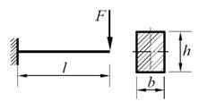 矩形截面悬臂梁受载荷如图示，若梁截面高度由 h 减小到 h/2 ，则梁的最大挠度增大至原来的 倍。 