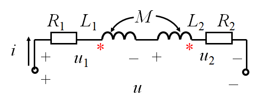 【单选题】图示互感电路，电压u表达式为()。 