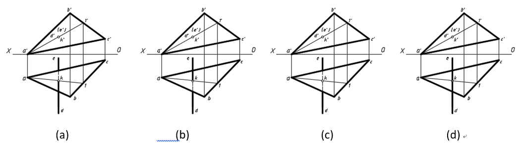 直线与平面相交的正确投影是（）。 